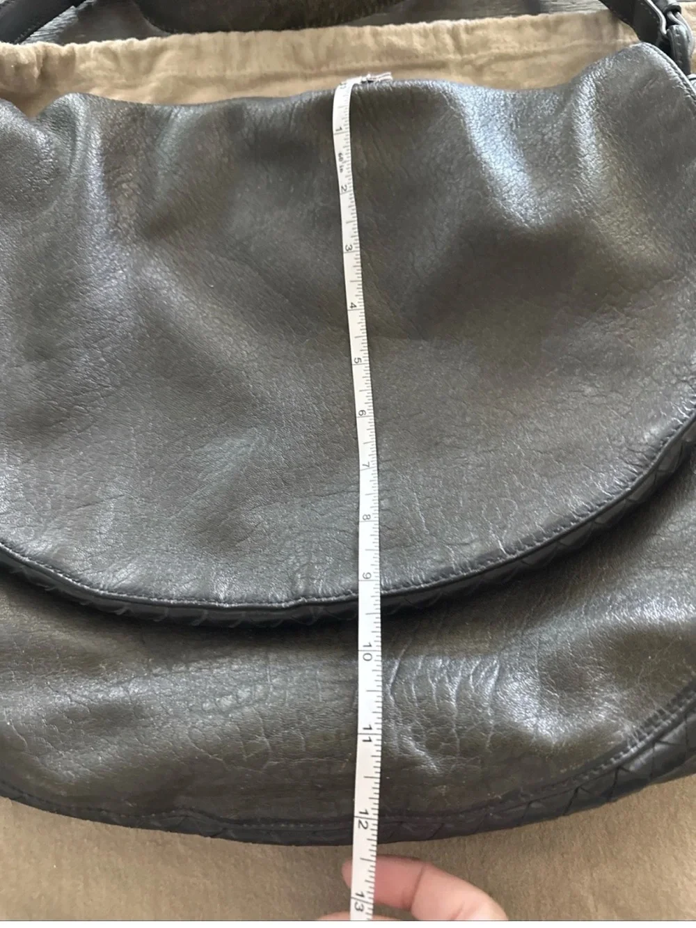 Bottega Veneta Distressed Black Leather Hobo Bag